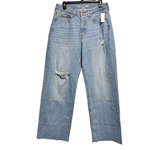 Old Navy Jeans Womens 12 Light Wash Extra High Rise Sky Hi Wide Leg Stretch NWT - Picture 1 of 12